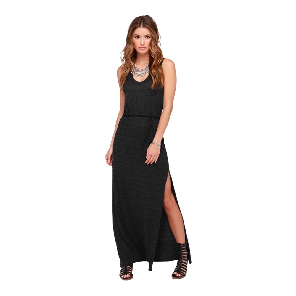 CHASER KNOT BACK HEATHER BLACK SLEEVELESS MAXI DRESS **NWT** - Picture 3 of 15
